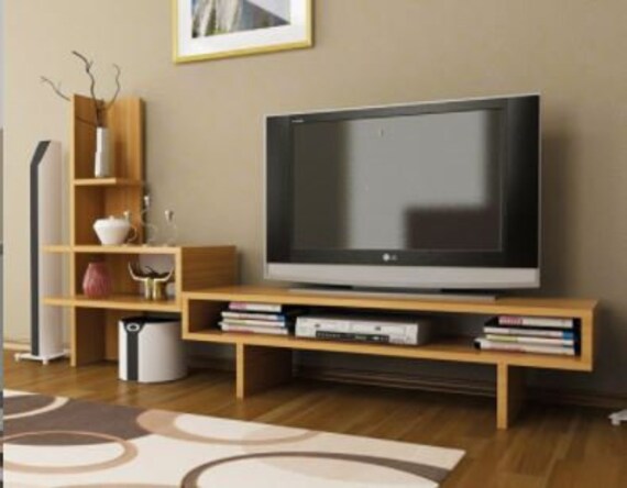 Asymmetric Tv Unit Wooden Tv Console Etsy Singapore