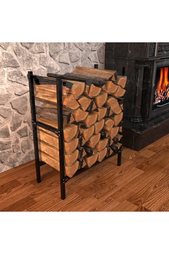 Étagère à bois de chauffage décorative, support à bois de chauffage,  étagère à bois de chauffage pour stockage de bois de chauffage intérieur ou  extérieur, étagère à bois de chauffage rectangulaire 