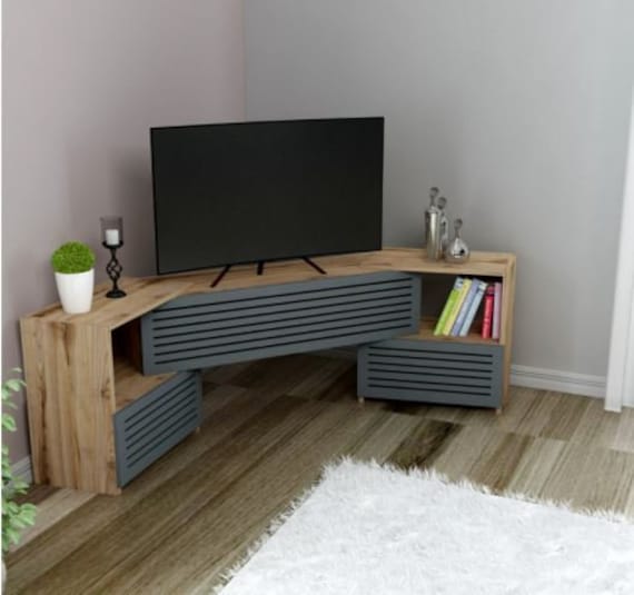 veerboot Bedenk herberg Wooden Tv Cabinet Corner Tv Unit Moduler Media Stand | Etsy UK