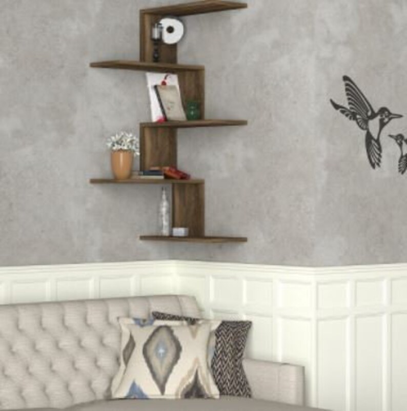 ZigZag Corner Shelf Decorative Wooden Shelf Valentines Etsy