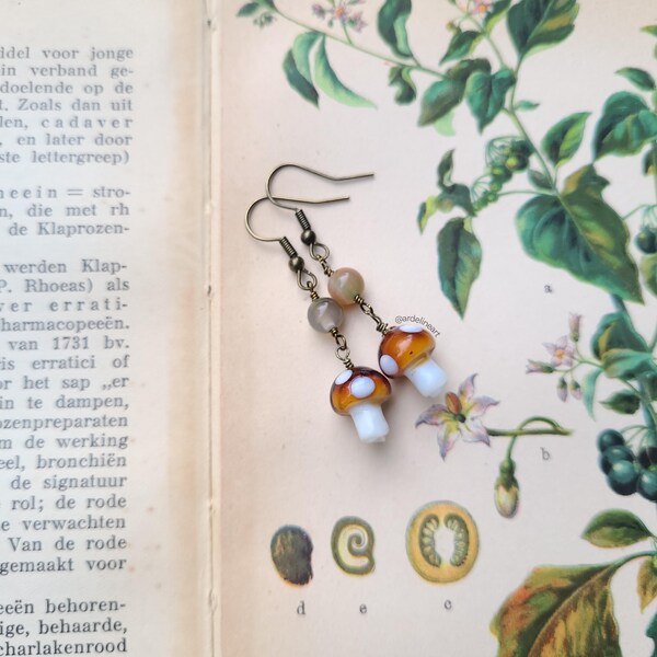 Mushroom Earrings Cottagecore Earrings Fairycore Aesthetic Earrings For Girlfriend Gift Earrings Agate earrings