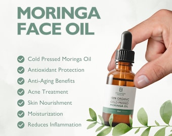 Moringa Face Oil (30ml) - Organic, Cold Pressed in an Amber Glass Bottle