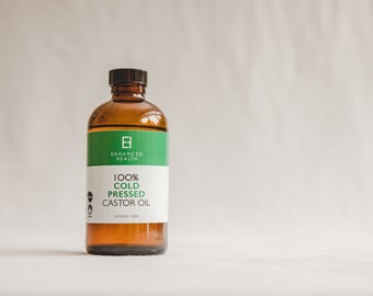 Organic Castor Oil - Hexane Free, Cold Pressed in an Amber Glass Bottle