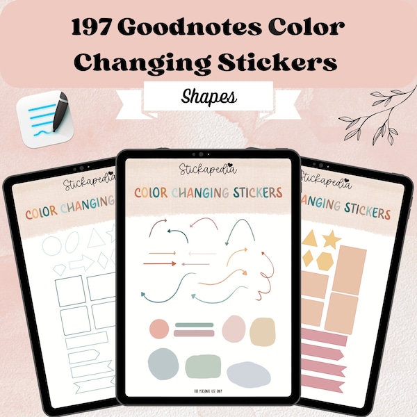 Goodnotes Color Changing Digital Stickers, Goodnotes Stickers, Shape Stickers, Digital Planner Stickers,