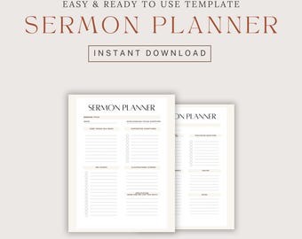 Printable Sermon Planner Template Digital Download