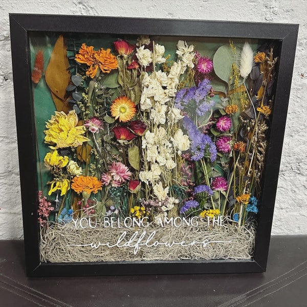 12x12 wildflower shadow box black