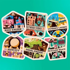 Conjunto de 6 adesivos de vinil inspirados no Walt Disney World