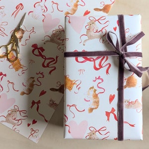 Cats and Bows Wrapping Paper | Wrapping Paper Sheet | Set of 3