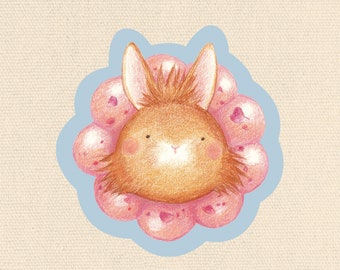 Mochi Donut Bunny Vinyl Sticker / Large Sticker / Waterproof Sticker / Vinyl Sticker / Animal Sticker