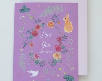 Love You Card / Greeting Card / Illustrated Card / Valentine's Day / Made in USA