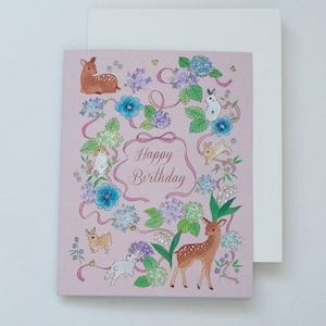 Happy Birthday Illustrierte Karte / Grußkarte / Hasen Grußkarte / Geburtstagskarte / Made in USA