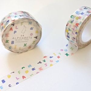 Fita Washi de 26 alfabetos | Fita Washi de 1,5cm