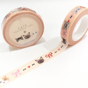 Cats Washi Tape | 1 cm Washi Tape | Cats and Ribbons Masking Tape