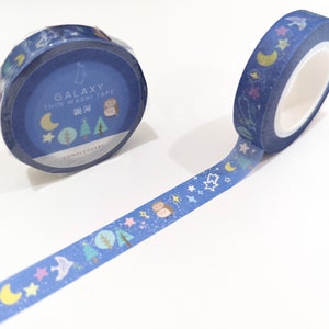 Galaxy Washi Tape | 1 cm Washi Tape | Night Sky and Forest Masking Tape