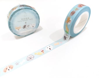 Dogs Washi Tape | 1 cm Washi Tape | Dogs and Toys Masking Tape
