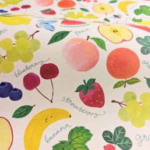 Geschenkpapier mit Aquarell Früchten - Set mit 3 Bögen