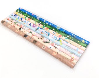 Illustrated Pencil Set | Set of 8 designs | HB2 Graphite Pencils