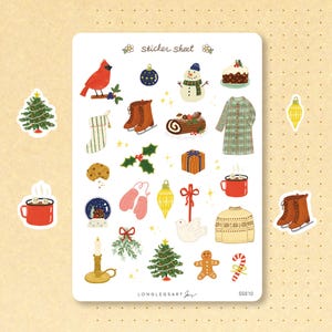 Hoja de pegatinas navideñas / Pegatinas para diario / Bonitas pegatinas para planificador / Pegatinas para álbumes de recortes
