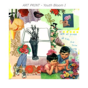 YOUTH BLOOM I - Art Print - Queer Kids Youth Pride Bisexual Lesbian Gay Trans Nonbinary Genderqueer GNC - Collage Glicee Print Fine Art