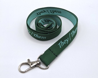 Pronoun Lanyard THEY/THEM for Work, College, School ID Card or Employee Badge Keychain