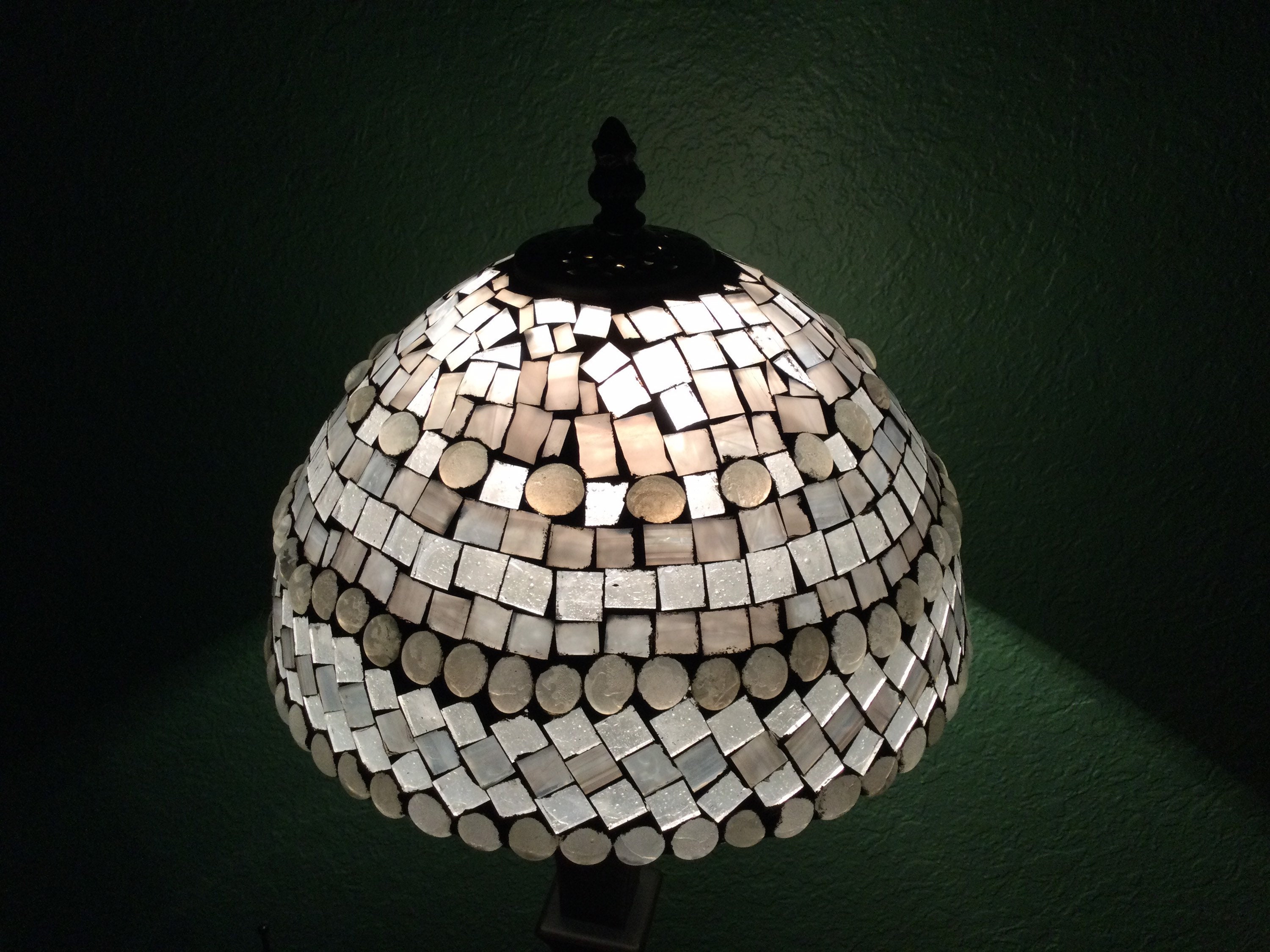 Mosaic lamp shade in silver gray and white Etsy