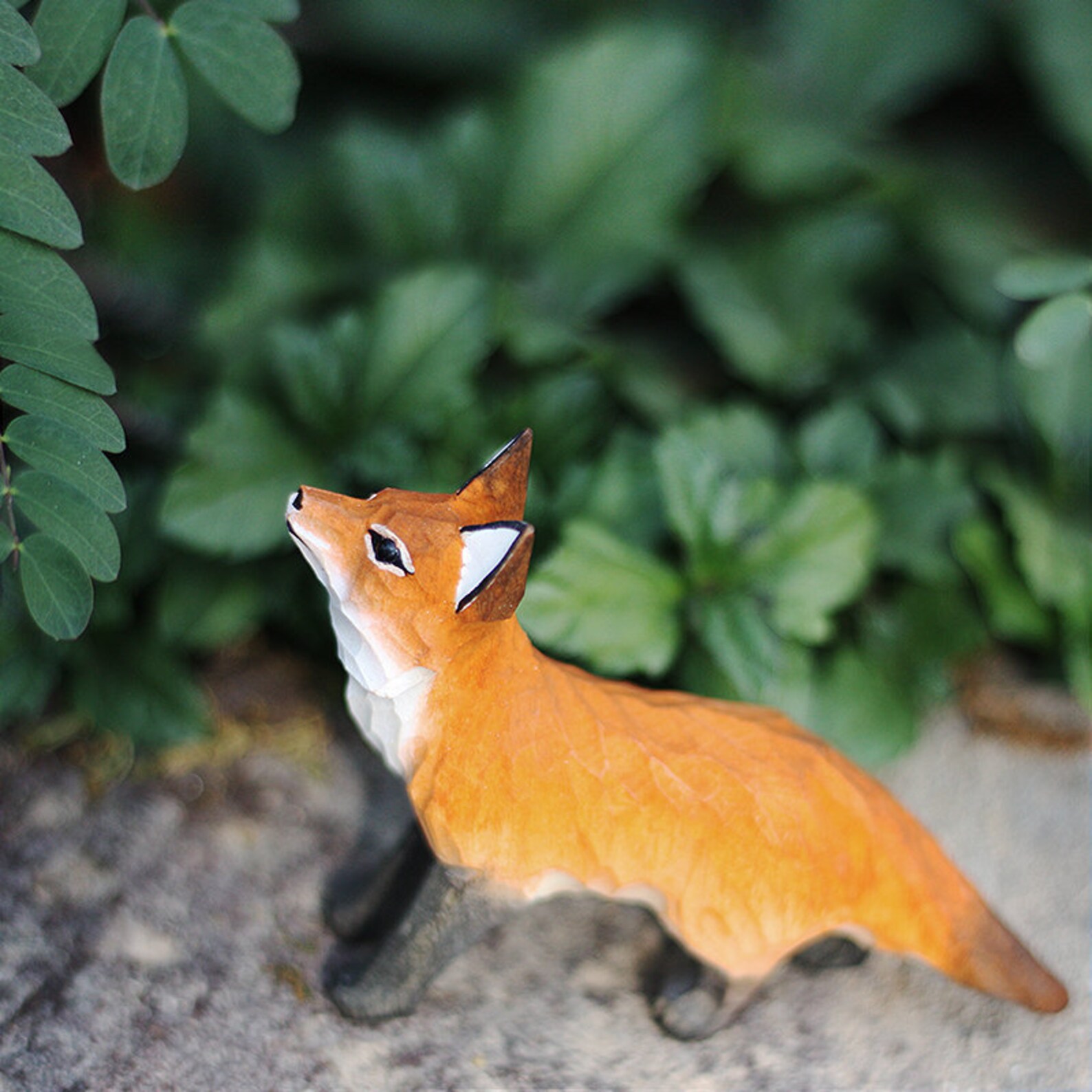 Fox handmade wood carving red fox solid wood animal Etsy