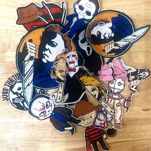 Horror character Embroidery iron on patch | horror movie | scary movie | 80’s horror | horror patch | various   Horror Killers Villains