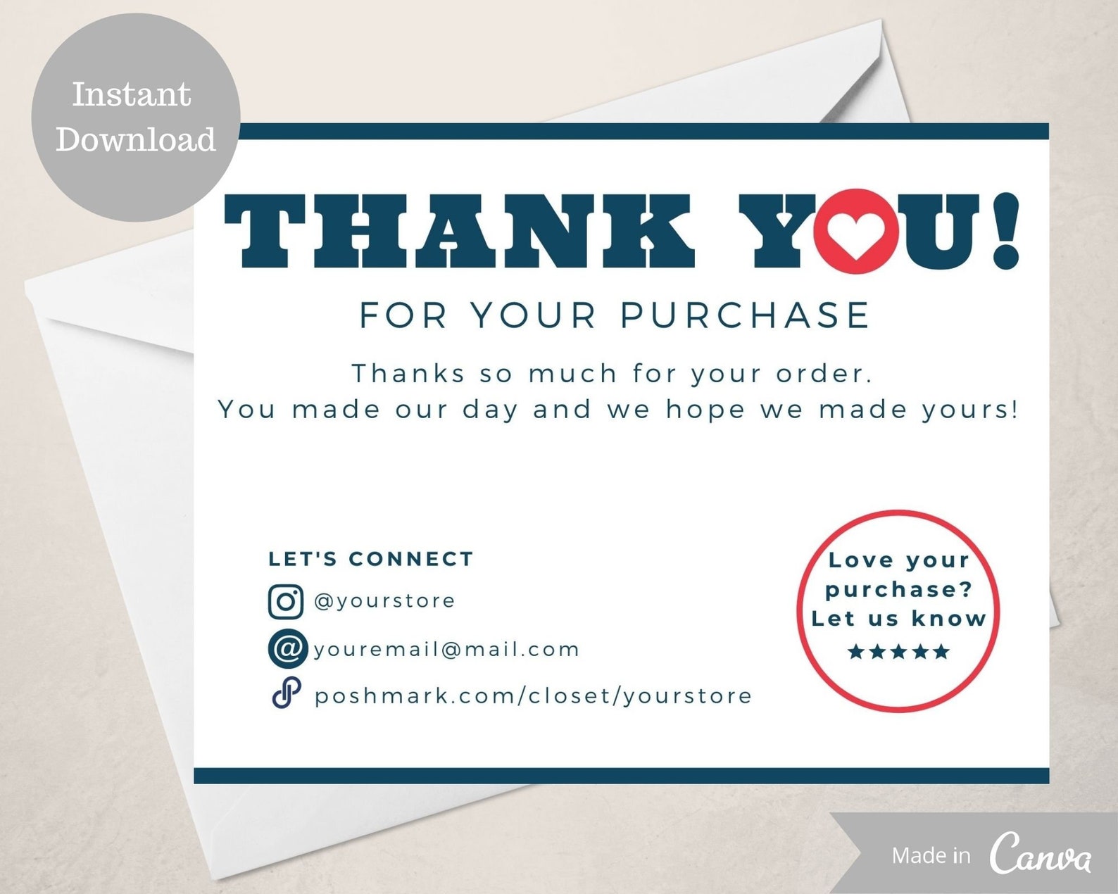 Poshmark Thank You Cards Template Poshmark Thank You Note Etsy