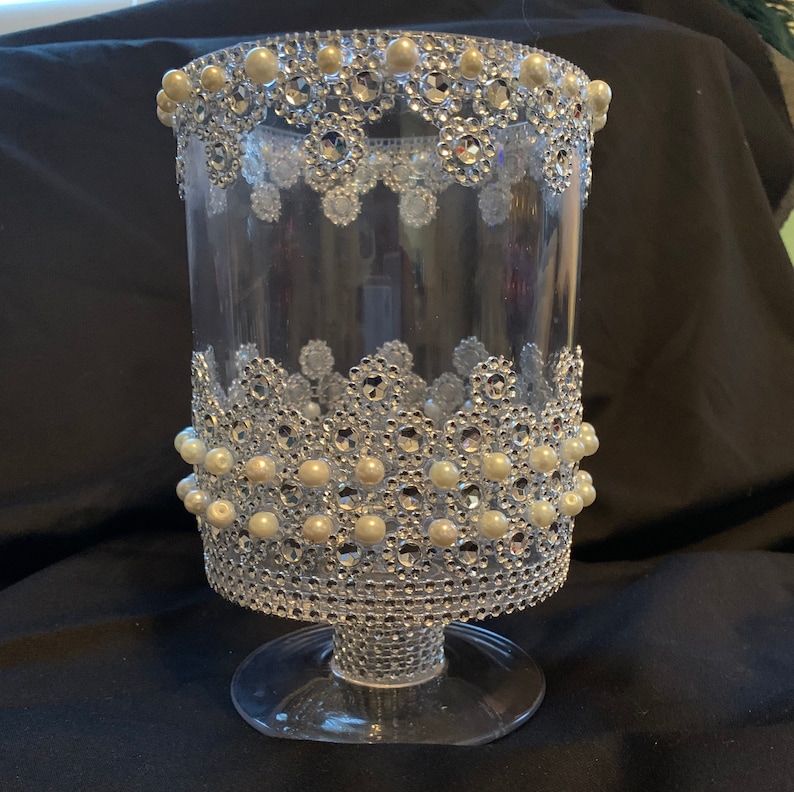 Diamonds and Pearls XL Candle Holder / Glass Candle Holder / Etsy