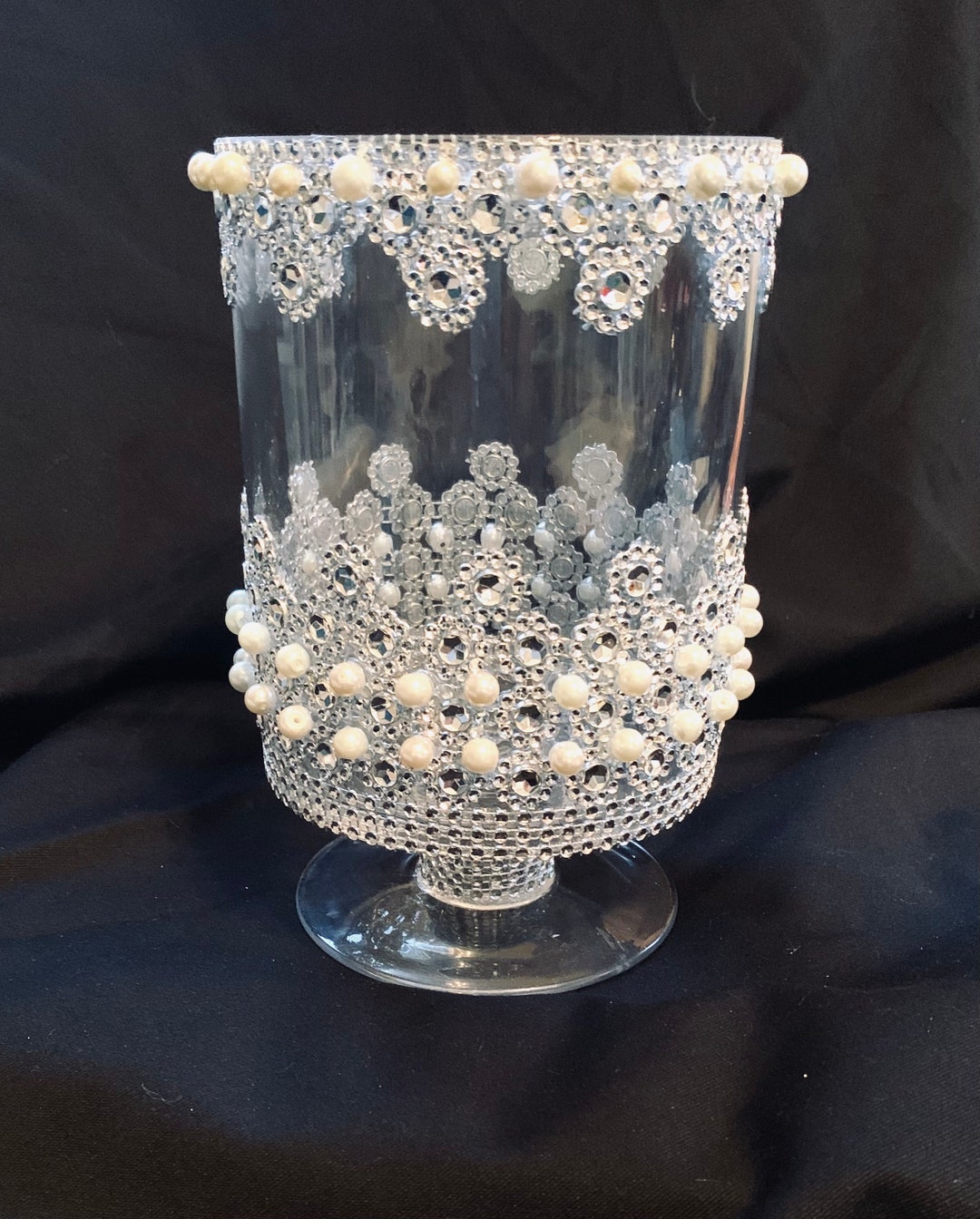 Diamonds and Pearls XL Candle Holder / Glass Candle Holder / Etsy