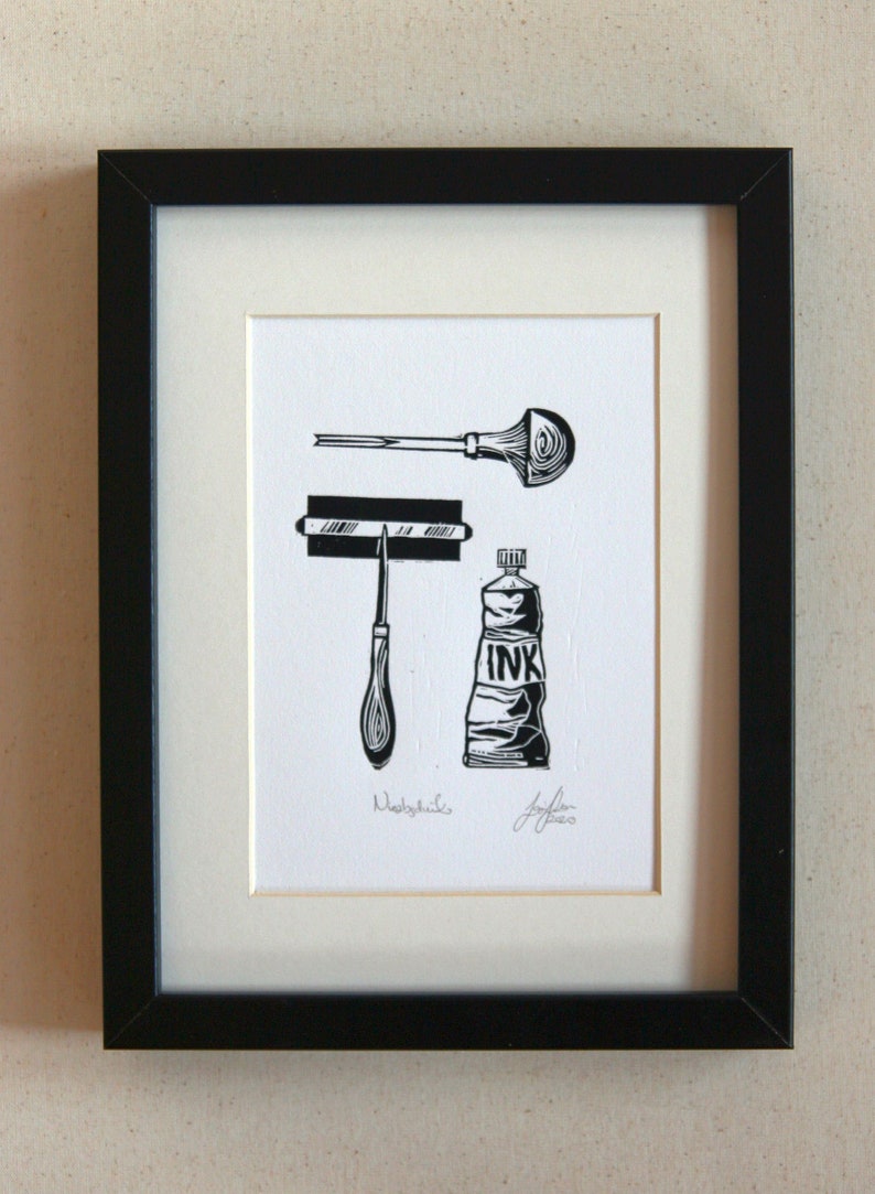 Original Linocut TOOL KIT Lino Print Artwork Linoprint Art Etsy