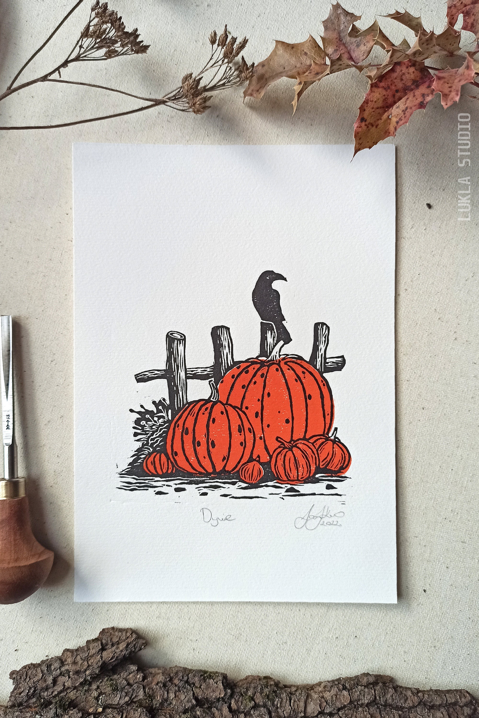 erven Werkelijk Rode datum Unique Linocut PUMPKINS Pumpkin Hand Printed Art Autumn Lino - Etsy