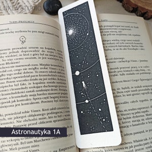 Unique linocut cosmic bookmark, unique sci-fi astronautics hand printed bookmarks for book lover, book accessory with celestial space image 8