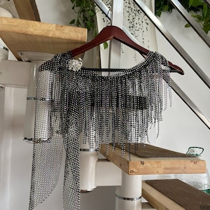 Buikdansriem Lichaamssieraden Dans Hippe sjaal met strass steentjes en franjes, raqs sharqi Tribal Cabaret Fusion stijl buikdans
