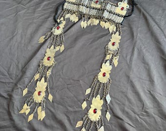 Vintage Turkman Kuchi Matha Patti: Tribal Headpiece with Tassels headdress