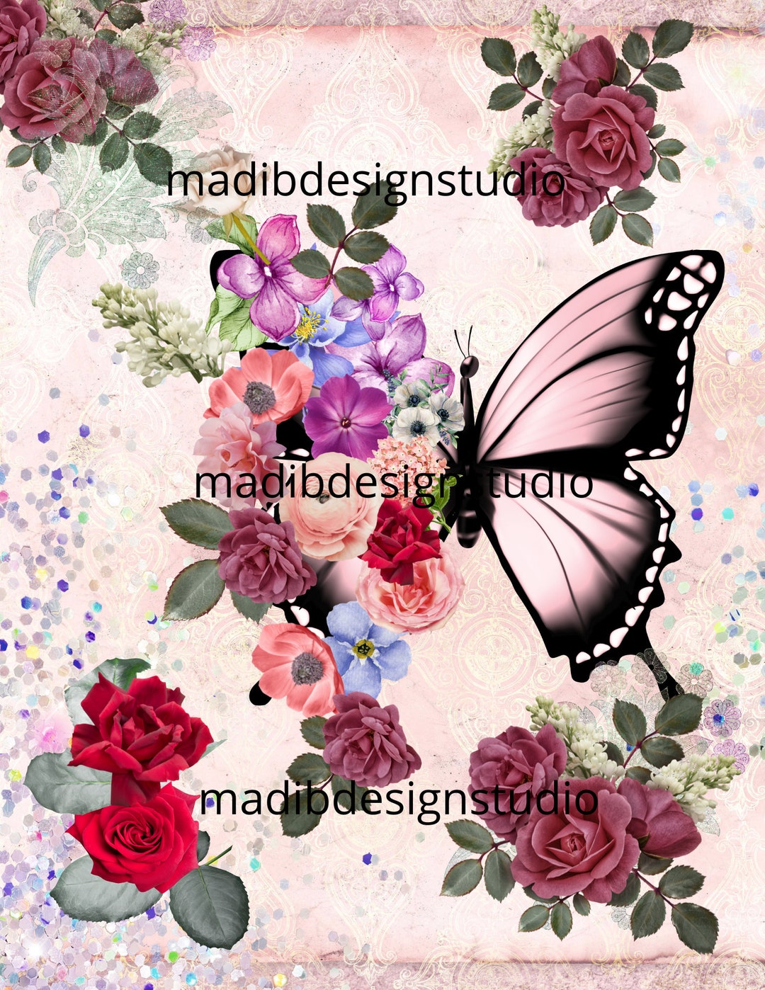 Butterfly Printable, Butterfly Metamorphosis Png File, Butterfly Rice Paper Print, Decoupage ...