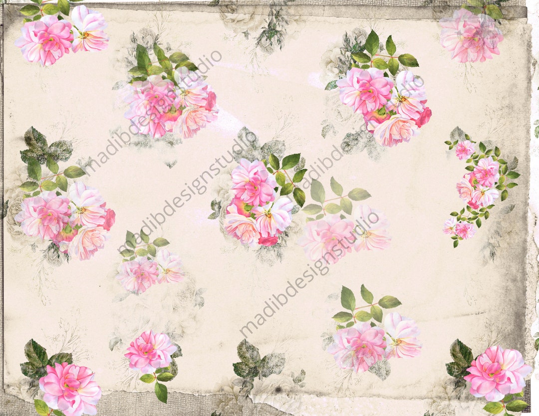 Decoupage Rose Paper Png File, Rice Paper, Digital Decoupage Design ...