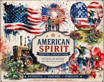 Kolekcja cyfrowa Vintage Americana | Patriotyczne wzory do druku do decoupage'u i rękodzieła