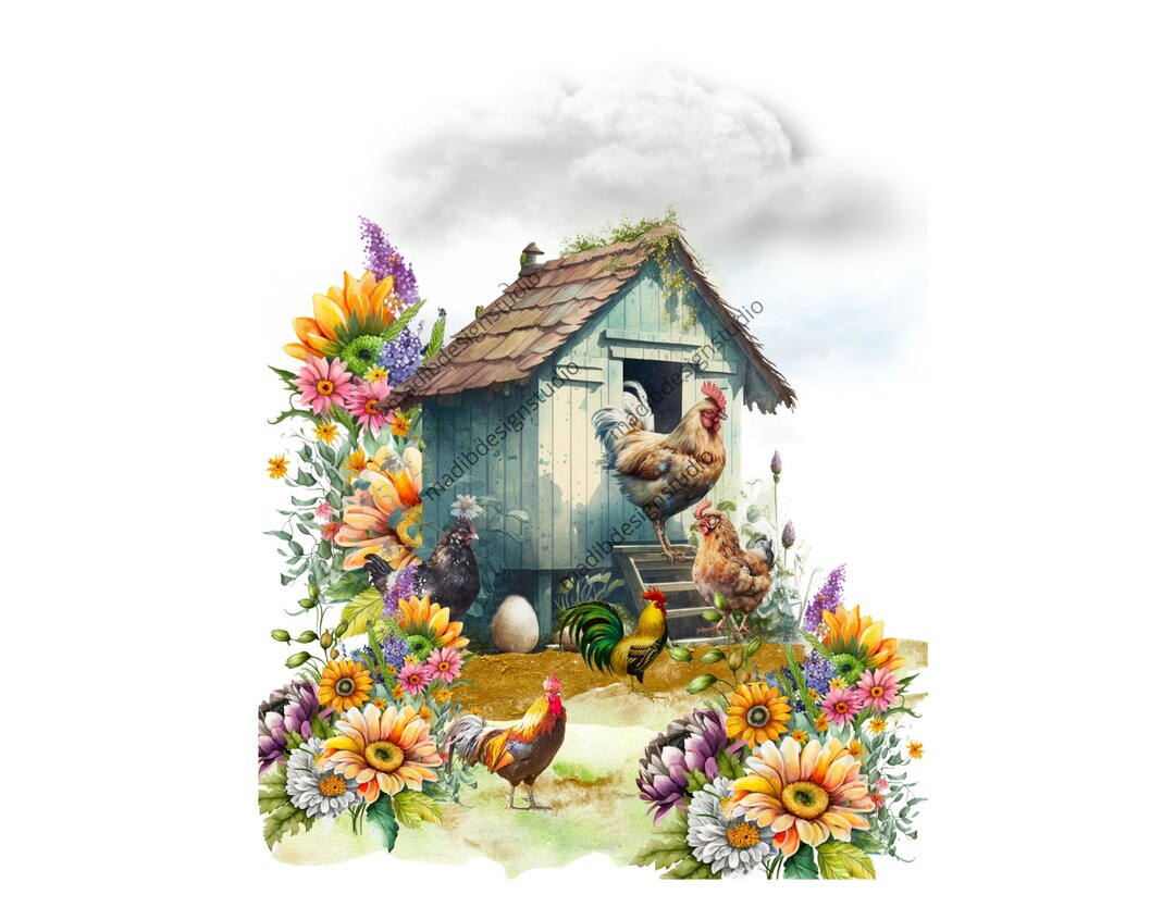 Chicken Farm Printable, Chickens, Roosters Farm Animals Png, Decoupage Paper, Farm Printable ...