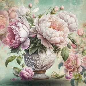disegno di carta per decoupage floreale, disegno di carta di riso floreale, file floreale png, fiore decoupage stampabile, fiori stampabili, file digitale