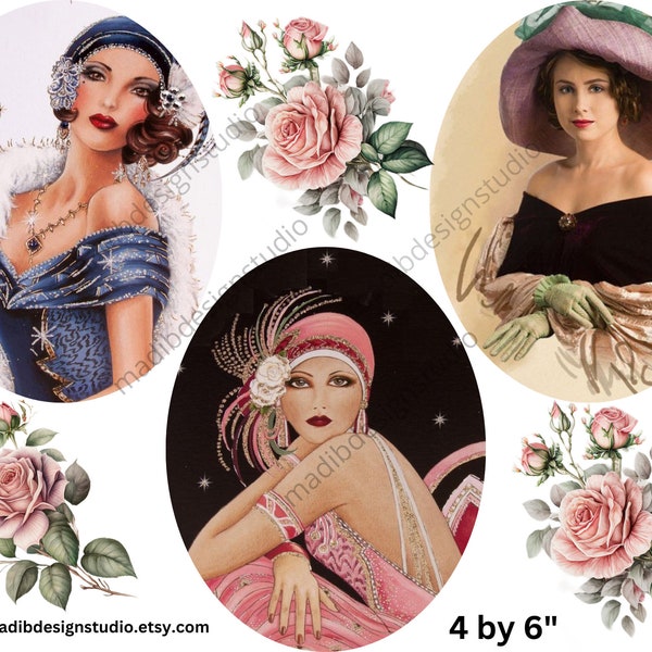 Victorian lady decoupage printable, instant download, Victorian png file, clipart, digital print, digital art, rice paper png, fussy cuts,