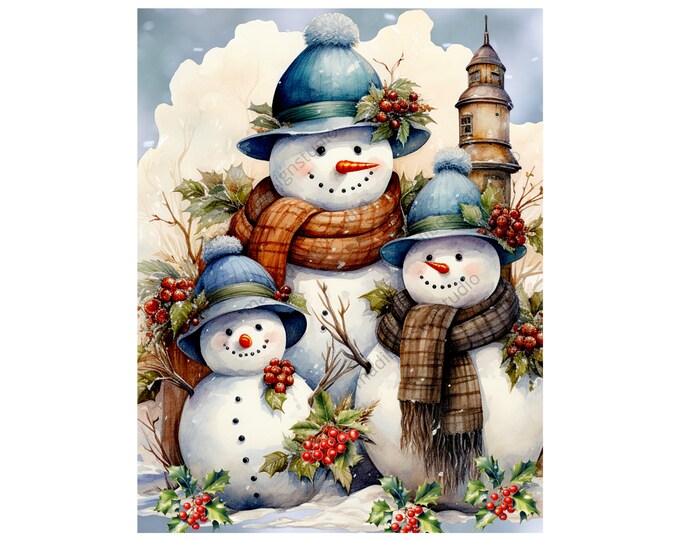 Christmas Printable, Snowman Digital Art, Christmas, Decoupage ...