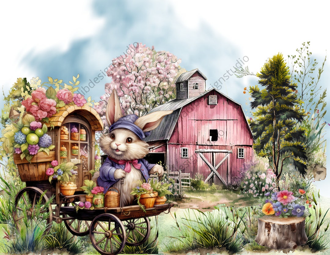 Easter Digital Download, Rice Paper, Easter Rabbits, Spring Digital ...