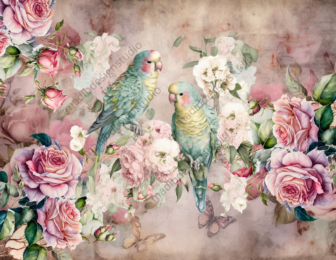 Floral Decoupage Paper Design, Floral Rice Paper Design, Png Floral ...