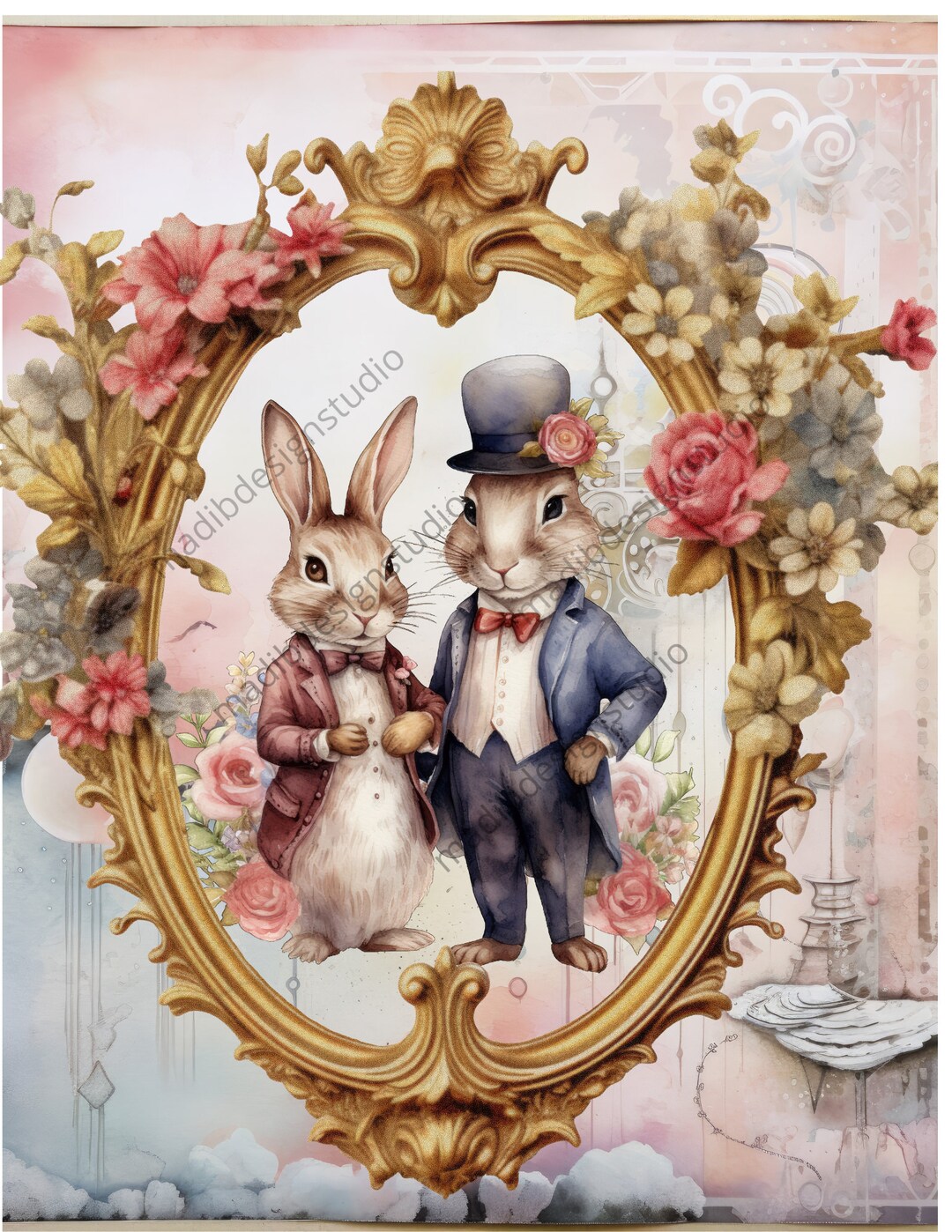 Easter Rabbit Digital Download, Rice Paper, Easter Rabbits, Spring ...