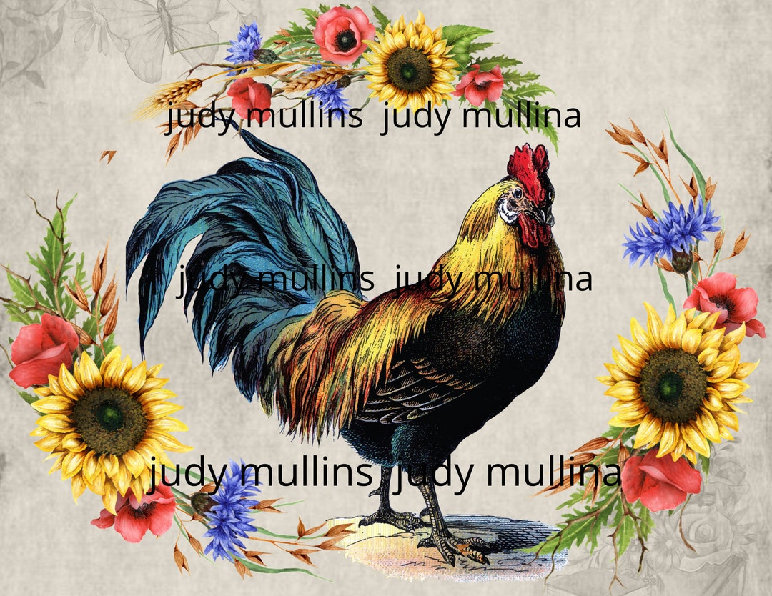 Decoupage Paper, Rice Paper, Printable, Digital Decoupage Design, Decoupage Roster Design ...