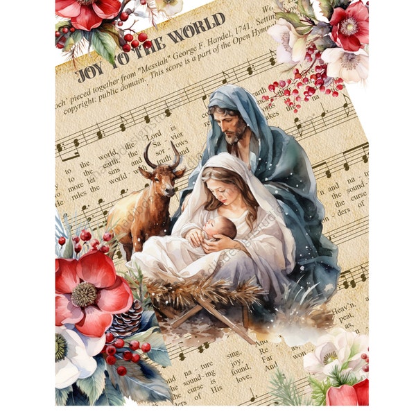 Jesus in the manger digital print, decouage, christmas rice paper, spiritual christmas clipart printable, cards, png file, christmas