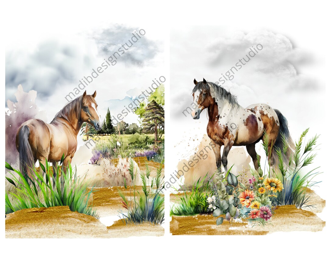 Horse Decoupage Printable, Farm Animals Png, Decoupage Paper, Farm