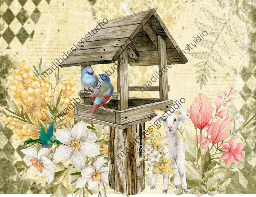Spring Decopauge Spring and Summer Decoupage Paper Print, Love Birds Decoupage Rice ...