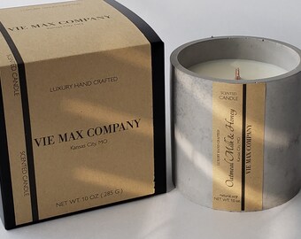 Oatmeal Milk & Honey- Cement Wood Wick Candle - Soy Wax, Gift, wedding, Valentine's Day, Christmas, Thanksgiving, hand poured, Kansas City